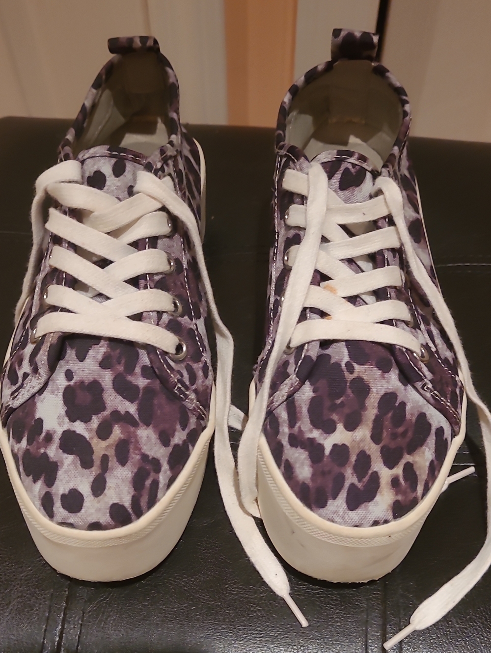 Aqua Purple Leopard Print Canvas Sneakers